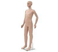 GeenYuu Full Body Mannequin Child Beige 140cm with Glass Base Rotating Head Movable Arms Lightweight Polypropylene Sturdy Aluminum Stand for Boutique Dressmaking
