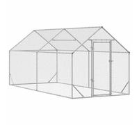 GeenYuu Galvanised Steel Chicken Cage Silver 200 x 170 x 177 cm Weatherproof Robust with Plenty of Space for Small Animals such as Rabbits Guinea Pigs in the Garden and Outdoor Protection