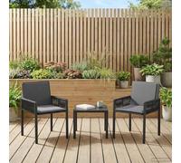 GeenYuu Garden Chairs 6 Pieces Black Dark Grey Poly Rattan with Padding Weatherproof Stackable Sturdy Steel Frame Ideal for Balcony Patio Outdoor Lounge Comfortable and Space-Saving
