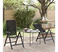 GeenYuu Garden Deck Chairs Set of 2 Black Adjustable Foldable Aluminium Frame Textilene Breathable Weatherproof Balcony Patio Outdoor for Relaxing and Space-saving Storage