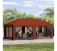 GeenYuu Garden Gazebo 6 x 3 m Terracotta Polyester Steel with Roof and Air Circulation, Weatherproof, Windproof, Stable for Patio, Garden, Outdoor, Party, Barbecue, Sun Protection, Rain Cover