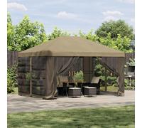 GeenYuu Garden Gazebo with Side Walls, 4 x 3 m, Beige, Waterproof Polyester Roof, Sturdy Steel Frame, Weatherproof Party Tent for Outdoor Events, Patio, Camping and Celebration in Summer