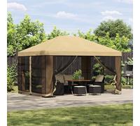 GeenYuu Garden Gazebo with Side Walls, 4 x 3 m, Cream, Weatherproof Canopy with Sturdy Steel Frame, Waterproof Polyester Roof, Ideal for Party, Outdoor, Patio, Event and BBQ