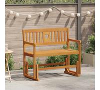 GeenYuu Garden Swing Bench Made of Solid Acacia Wood, 110 x 59 x 97 cm with Backrest and Armrest, Weatherproof Wooden Bench for Patio, Balcony, Front Garden, Outdoor Relaxation and Rest