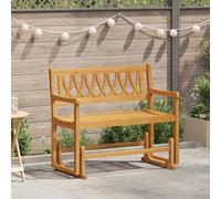GeenYuu Garden Swing Bench Made of Solid Acacia Wood, Natural, 110 x 59 x 97 cm with Backrest and Armrest, Weatherproof for Patio, Balcony, Front Garden and Outdoor Relaxation