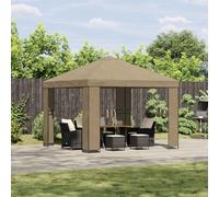 GeenYuu Gazebo 3 x 3 m Beige Polyester and Steel 190 gsm Weatherproof and Stable with Waterproof Roof and Ventilation Ideal for Patio, Garden, Outdoor, Party and Camping