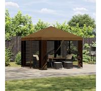 GeenYuu Gazebo 3 x 3 m Taupe Polyester and Steel Weatherproof Waterproof with Sturdy Steel Frame and PA Coated Roof for Patio Garden Outdoor Camping Party Tent