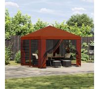 GeenYuu Gazebo 3 x 3 m Terracotta Polyester and Steel Weatherproof Waterproof with Sturdy Frame Ideal for Patio Garden Outdoor Party Tent Sun Protection and Canopy