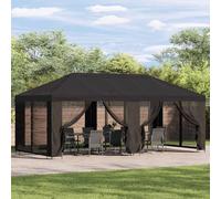 GeenYuu Gazebo with Side Panels 6 x 3 m Anthracite Polyester and Steel Weatherproof Windproof Waterproof for Garden Patio Outdoor Camping BBQ Shade
