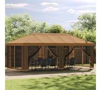 GeenYuu Gazebo with Side Walls 6 x 3 m Beige Polyester and Steel Weatherproof Waterproof Stable Windproof for Garden Patio Outdoor Party Tent with Roof and Side Panels