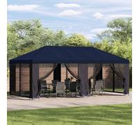 GeenYuu Gazebo with Side Walls 6 x 3 m Blue Polyester and Steel Waterproof Weatherproof with Sturdy Construction Windproof for Garden, Patio, Outdoor, Party, BBQ and Camping