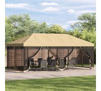 GeenYuu Gazebo with Side Walls 6 x 3 m Cream Polyester and Steel Waterproof and Weatherproof Sturdy Frame for Garden Patio Outdoor with Mesh Sides Windproof