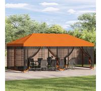 GeenYuu Gazebo with Side Walls, 6 x 3 m, Orange Polyester and Steel, Weatherproof Party Tent with Sturdy Pergola Canopy, Windproof Outdoor Tent for Garden, Patio, Camping and BBQ
