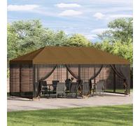 GeenYuu Gazebo with Sidewalls 6 x 3 m Taupe Polyester and Steel Weatherproof Waterproof Stable Windproof for Garden Patio Outdoor Camping Party Shade Protection