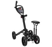 GeenYuu Golf Dolly with Seat Black Aluminium Foldable Lightweight Golf Trolley Cart with Robust Frame Foldable for Outdoor Tournament and Sports, Space Saving with Sturdy Attachment and Wheels