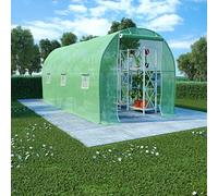 GeenYuu Greenhouse 9 m² 4.5 x 2 x 2 m with 140 g/m² PE mesh, galvanised steel frame, 6 windows, large door for tomato house, plant house, cold frame, propagation house, weatherproof, walk-in