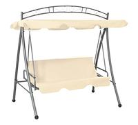 GeenYuu Hollywood Swing Garden Swing with Bed Function and Adjustable Sun Canopy, Powder-Coated Steel Frame, Upholstery and Cushion, Weatherproof Swing Bench for Patio and Garden