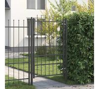 GeenYuu Horst Fence Gate 100 x 150 cm Metal Black Powder Coated Lockable with Lock and Anti-Climbing Design for Garden, Yard, Driveway, Fencing, Protection and Security