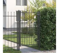 GeenYuu Horst Fence Gate Metal Black 215 x 104 cm Lockable with Lock, Anti-Climbing Design, Powder Coated for Garden, Yard, Driveway, Protection and Security