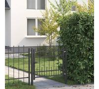 GeenYuu Horst Fence Gate Metal Black Powder Coated 130 x 104 cm Lockable with Climbing Protection for Garden Yard Driveway Safety and Protection
