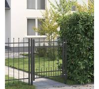 GeenYuu Horst Steel Black Powder Coated Lockable Fence Gate with Lock and Handle, Anti-Climbing Design, for Garden, Yard and Driveway, Robust Metal Garden Gate with Protection Function and