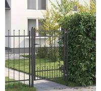 GeenYuu Horst Steel Black Powder Coated Lockable Fence Gate with Lock and Handle, Anti-Climbing Design, Weather Resistant for Garden, Yard, Driveway, Reliable Protection and Security