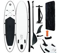 GeenYuu Inflatable Stand Up Paddle Board Set Black White PVC with Carry Bag and Pump 300 x 72 x 10 cm for Surfing, Fitness, Yoga by the Sea and Lake, Sturdy SUP with Fin and Accessories