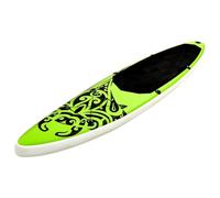 GeenYuu Inflatable SUP Board Set 366 x 76 x 15 cm Green with Pump, Aluminium Paddle, Fin, Leash and Carry Bag for Stand Up Paddle, Touring, Surfing, Fitness, Yoga by the Sea, Lake, River