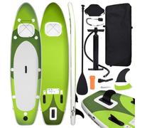 GeenYuu Inflatable SUP Board Set, Green, 330 x 76 x 10 cm, PVC with Viewing Window, Pump, Seat, Leash and Bag for Stand Up Paddle Board, Surfing, Fitness, Yoga, by the Sea, Beach, River