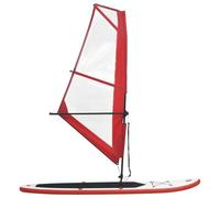 GeenYuu Inflatable SUP Board with Sail Set, Red and White, Stand Up Paddle Board Made of PVC with Fin, Pump, Backpack, Leash for Surfing, Fitness, Yoga, by the Sea, Lake, River, Beach, Summer, Holiday