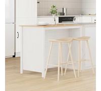GeenYuu Kitchen Island Hill White Solid Pine Wood 112 x 66 x 90 cm Freestanding with Storage Space, Drawer, Wheels and Worktop for Kitchen, Dining Room, Serving Trolley, Organiser