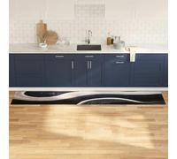 GeenYuu Kitchen Rug Black 300 x 60 cm Velvet Soft Surface Non-Slip Absorbent Machine Washable Modern Rug for Indoor Comfort and Cleanliness