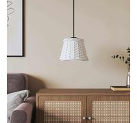 GeenYuu Lampshade White Diameter 15 x 12 cm Made of Wicker with Iron Frame, Replacement for Floor Lamp, Table Lamp, Pendant Light, Boho Retro Vintage Style, Living Room and Bedroom Decoration