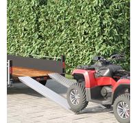 GeenYuu Loading Ramp Made of Galvanised Steel, 159 x 23 x 5 cm, Silver Loading Ramp, Foldable Non-Slip for Car, Motorcycle, Quad ATV, Loading Ramp for Trailer Transporter Workshop, 200 kg Load