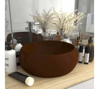 GeenYuu Luxurious Wash Basin, Round, Matt, Dark Brown, 40 x 15 cm, Ceramic Countertop Washbasin, Guest Toilet, Hand Washbasin, Bathroom Washbasin, Space