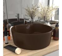 GeenYuu Luxury Ceramic Wash Basin Matt Dark Brown 36 x 13 cm with Overflow and Tap Hole Countertop Wash Basin for Bathroom Guest Toilet Wash Basin Hand Wash Basin