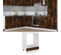 GeenYuu Lyon Cooker Cabinet Smoked Oak Wood Material 60 x 46 x 81.5 cm Compact Kitchen Oven Cabinet with Adjustable Feet and Large Compartment for Oven and Microwave