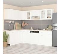 GeenYuu Lyon Kitchen Unit 11-Piece White Wood Material with Wall Cabinet, Base Cabinet, Dishwasher Cover, Storage Space, Drawer, Shelf for Dining Room and Pantry
