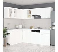 GeenYuu Lyon Kitchen Unit with Wall Cupboard, Cabinet, Dishwasher Cover, Storage and Drawer for Dining Room, Pantry, Coffee Bar and Kitchen Set of 11, White