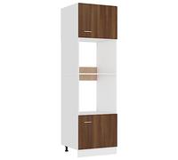 GeenYuu Lyon Microwave Conversion Cabinet Brown Oak Look Wood Material 60 x 57 x 207 cm with 4 Compartments and Flexible Door Installation for Kitchen Storage and Order
