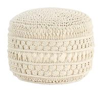 GeenYuu Macrame Pouf Handmade 45 x 30 cm Cotton with EPS Bead Filling Padded as Footstool, Ottoman and Seat Cube for Living Room, Bedroom, Hallway and Sofa Shelf