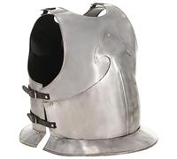 GeenYuu Medieval Knight Chestplate Cuirass LARP Replica 18 Calibre Steel Silver with Adjustable Leather Straps for Cosplay Historical Reenactment and Exhibition