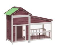 GeenYuu Mocha Dog Kennel Solid Pine Wood 143 x 60.5 x 109 cm with Waterproof Roof Large Entrance Safe Protection for Dogs Cats and Small Animals in the Garden Outdoor