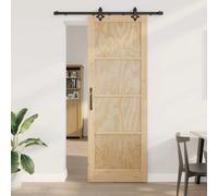 GeenYuu ORKDAL Natural Sliding Door 83 x 232 cm Solid Pine Wood Space Saving Design Quiet Gliding Interior Heavy Duty 100kg Load Capacity Easy Assembly Modern Wood