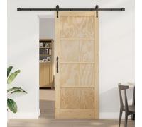 GeenYuu Orkdal Sliding Door Natural Solid Pine Wood 86 x 211 cm Indoor with Powder Coated Steel Elements, Space Saving Design, Quiet Gliding, Durable, Easy Assembly