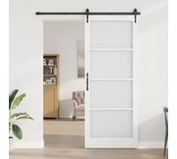 GeenYuu ORKDAL White Primed Solid Pine Wood Interior Door 93 x 232 cm with Glass Insert for Bedroom Living Room Versatile Easy Assembly Durable and Modern Design