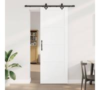GeenYuu ORKDAL White Solid Pine Sliding Door 83 x 232 cm with Powder Coated Steel Rail, Quiet Glide, Space Saving Design for Indoor Use