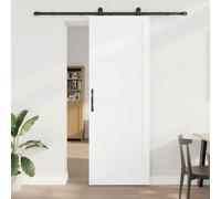 GeenYuu ORKDAL White Solid Pine Sliding Door 83 x 232 cm with Powder Coated Steel Rail, Space Saving Design, Quiet Glide, Ideal for Indoor and Modern Living Areas