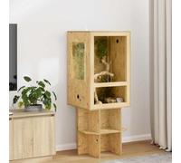 GeenYuu OSB Terrarium Brown 50 x 50 x 80 cm with Glass, Sliding Door, Ventilation, Thermometer, Versatile for Reptile, Amphibian, Bearded Dragon, Snake, Gecko, Chameleon, Frog, Lizard