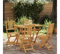 GeenYuu Outdoor Bistro Chairs with Cushions 4 Pieces Natural Solid Acacia Wood 40 x 42 x 85 cm Foldable Weatherproof Stable for Garden Balcony Patio with Comfortable Backrest